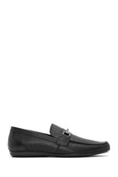 Erkek Siyah Baskılı Deri Casual Loafer | Derimod