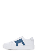 Erkek Beyaz Mavi Desenli Deri Kalın Tabanlı Sneaker | Derimod