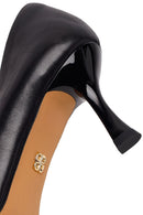 Woman Black Thin-Heeled Leather Stiletto | Derimod