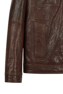 Wade Erkek Kahverengi Slim-Fit Deri Ceket | Derimod