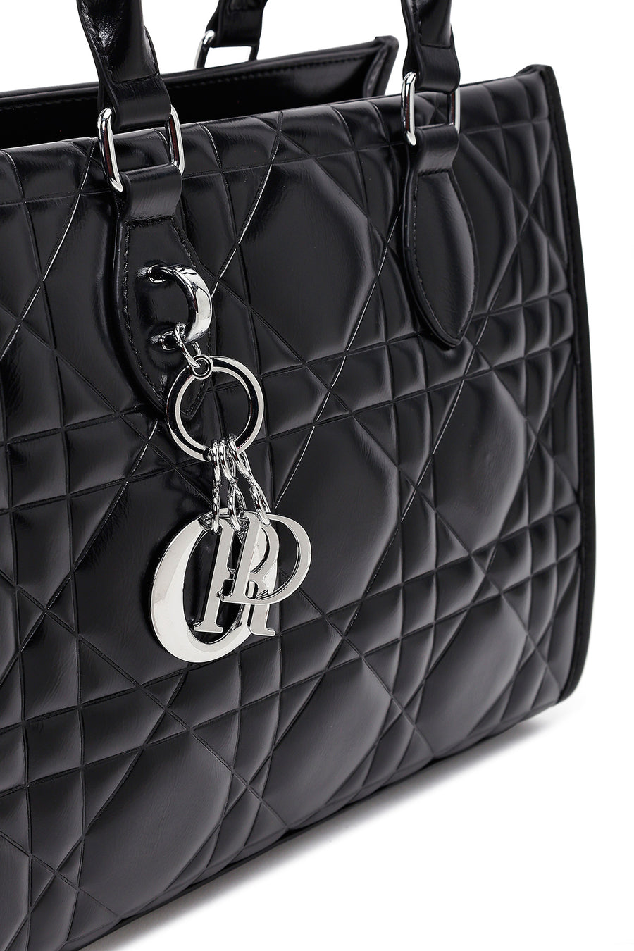 Woman Black Long-Strap Quilted Classic Shoulder Bag