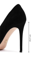 Kadın Siyah İnce Topuklu Süet Deri Stiletto | Derimod