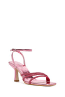 Women's Pink Ankle Strap Stone Thin Heel Sandals | Derimod