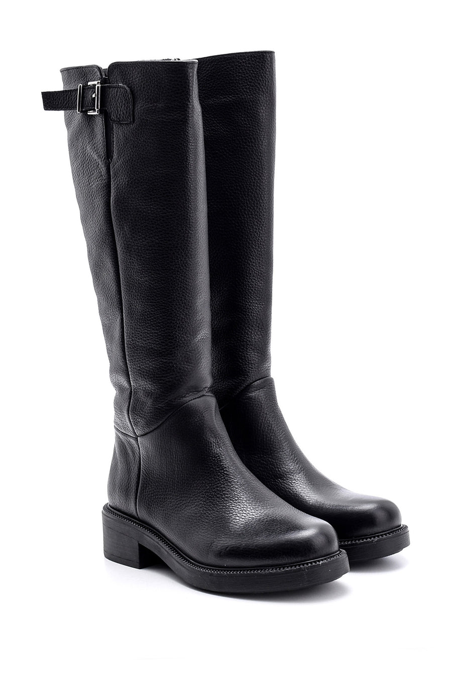 Women's Leather Boots with Buckle Detail
