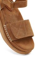Women's Tan Thick-Soled Suede Sandals | Derimod
