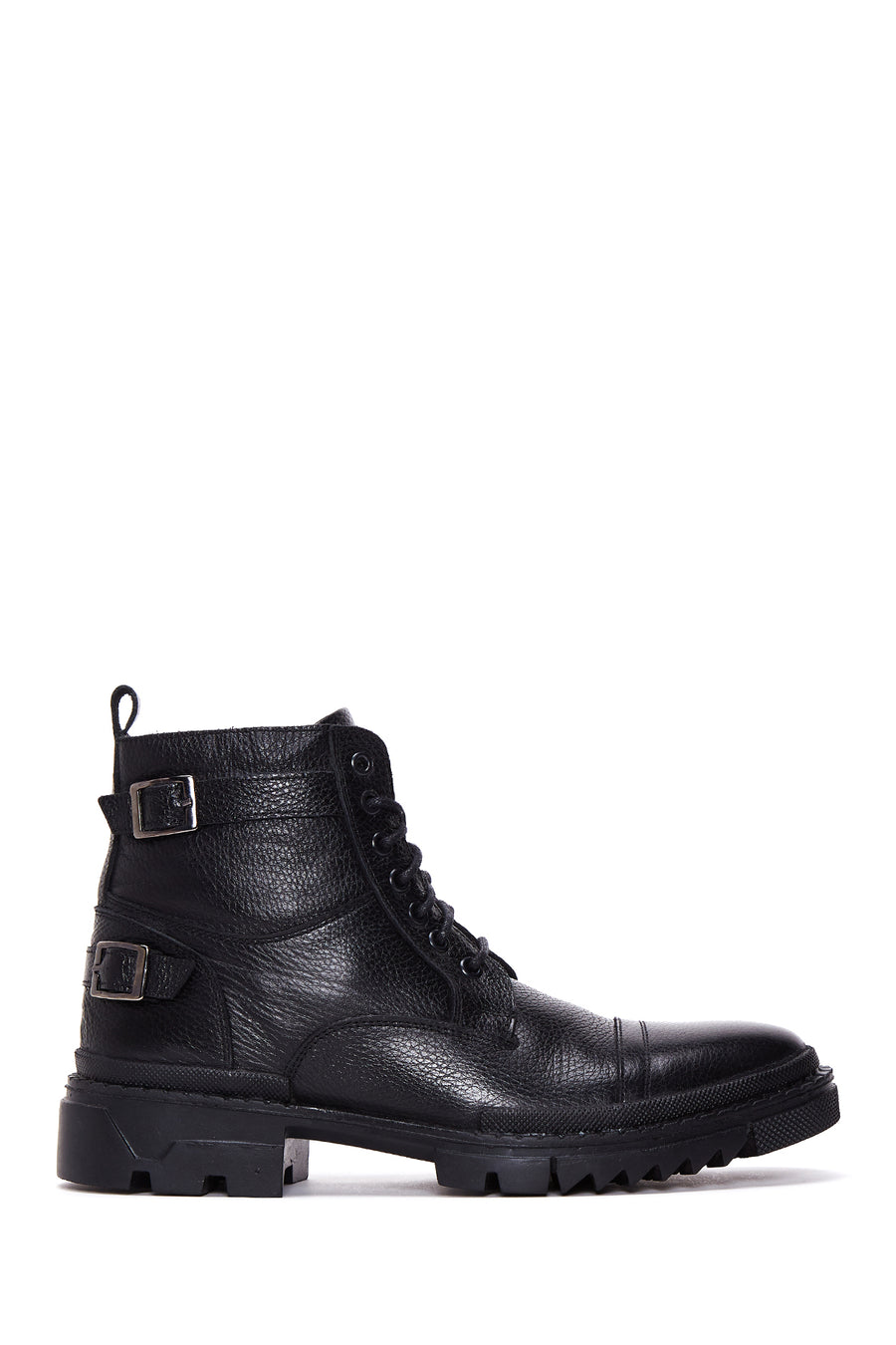 Men's Black Leather Zippered Boots 22WFD6405FT | Derimod