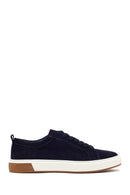 Erkek Lacivert Bağcıklı Süet Deri Sneaker | Derimod