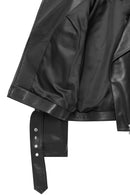 Atlantis Women's Black Double Breasted Leather Jacket | Derimod