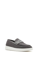 Men's Gray Thick Sole Suede Leather Casual Loafer | Derimod