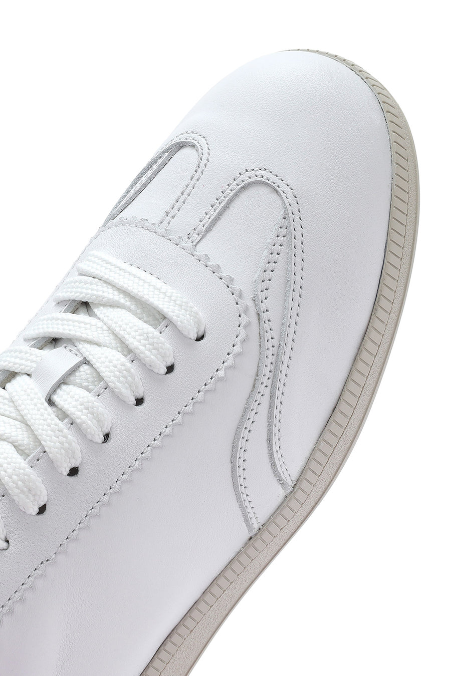 Kadın Beyaz Bağcıklı Deri Sneaker