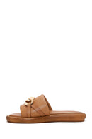 Women's Tan Leather Comfort Slippers | Derimod