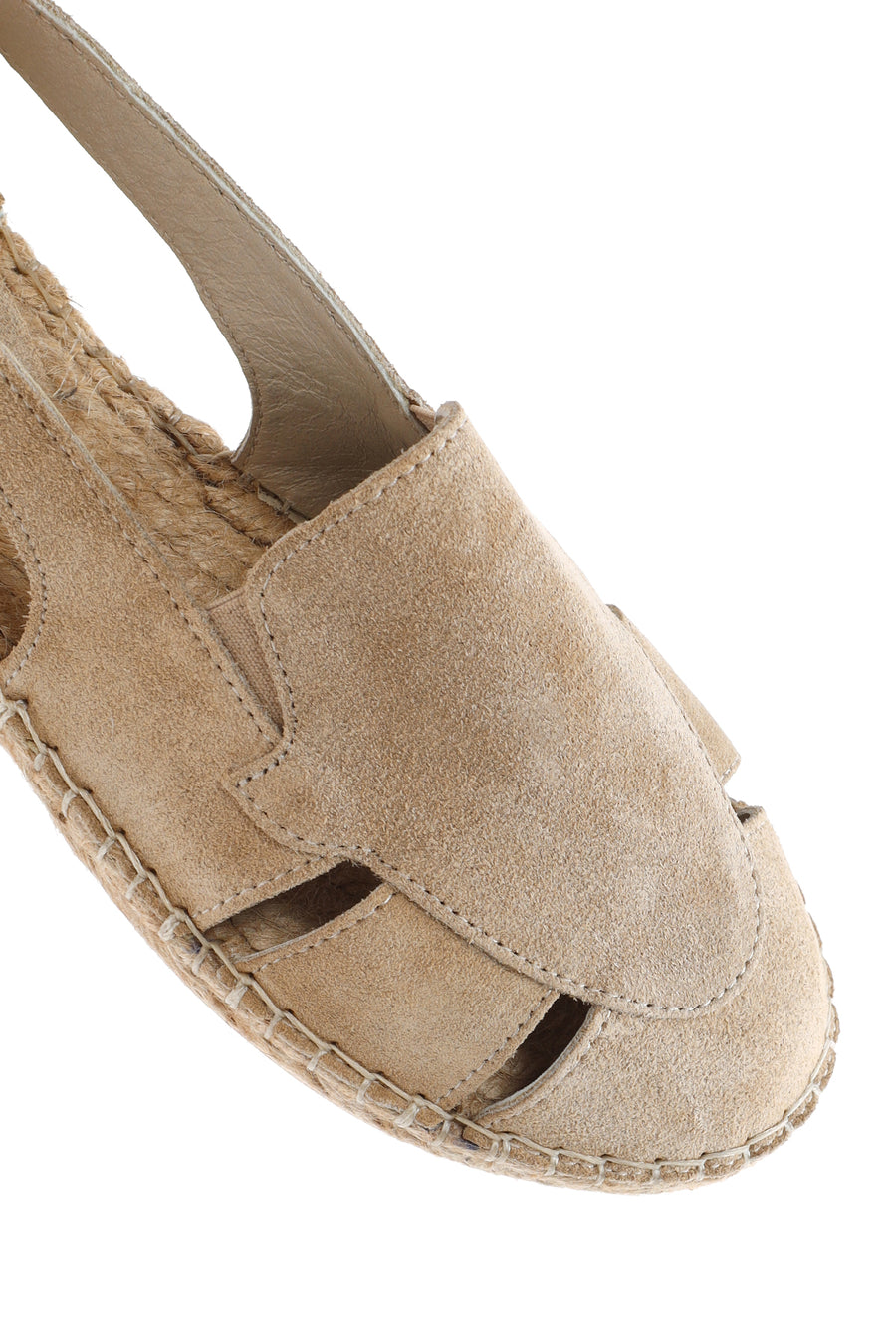 Kadın Bej Süet Deri Espadril Sandalet