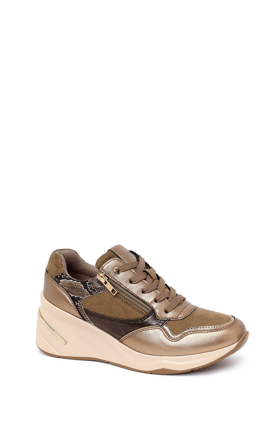 Kadın Vizon Bağcıklı Dolgu Topuklu Sneaker