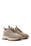 Erkek Vizon Bağcıklı Nubuk Deri Sneaker | Derimod