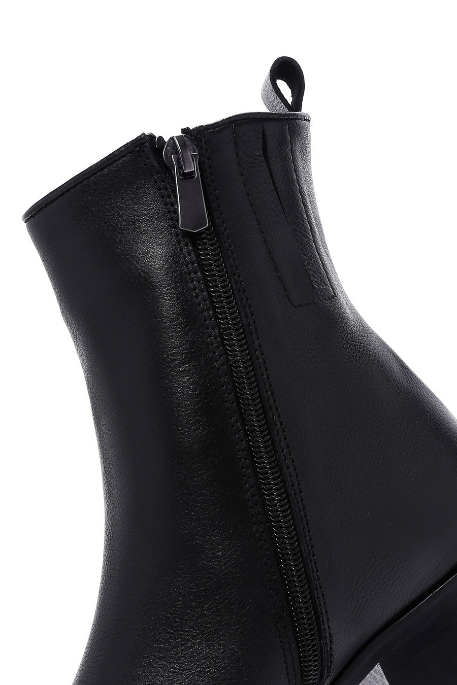 Women's Black Leather Zippered Boots