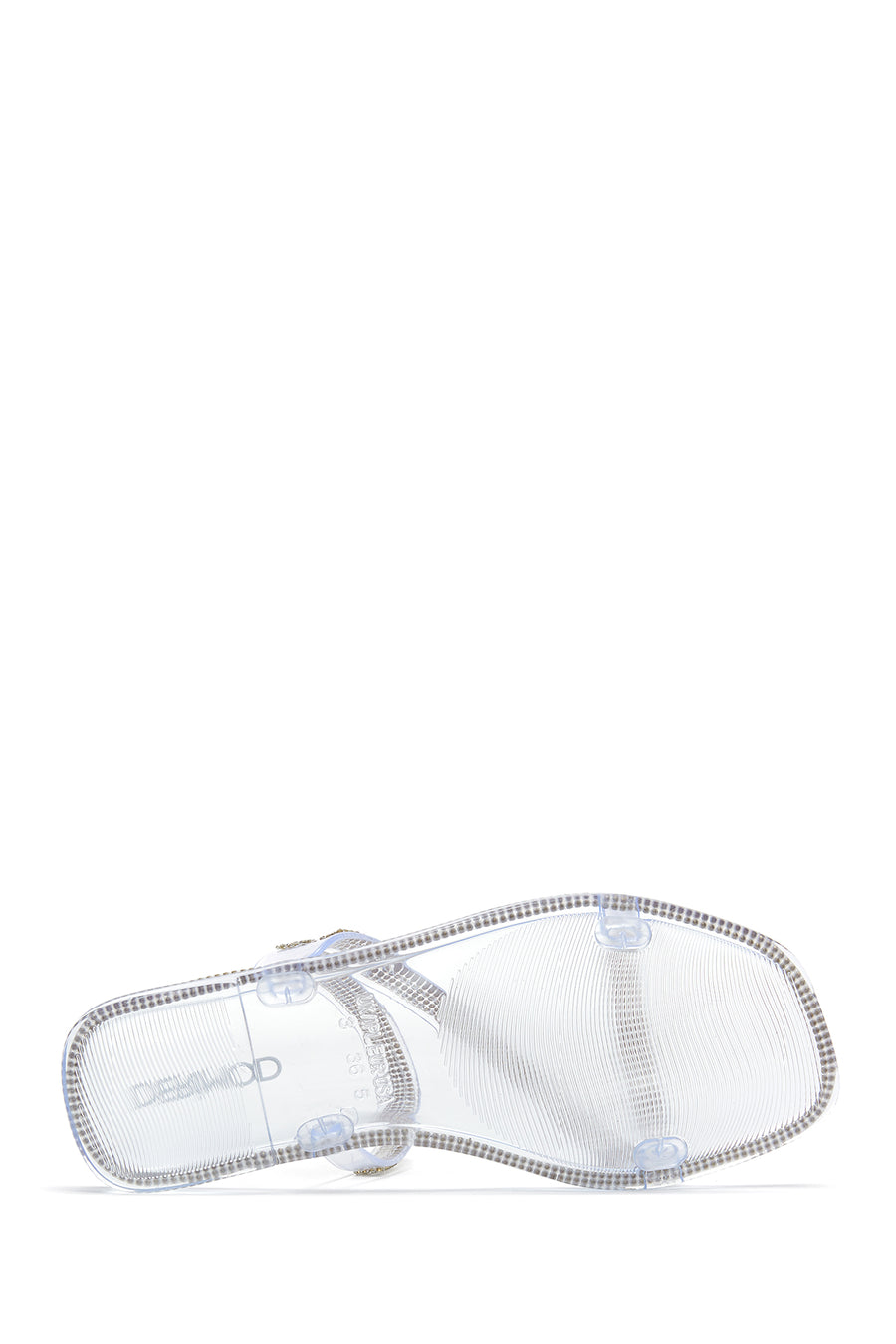 Women's White Jelly Transparent Stone Flat Slippers