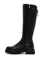 Woman Black Zip Closure Thick-Soled Leather Boot | Derimod