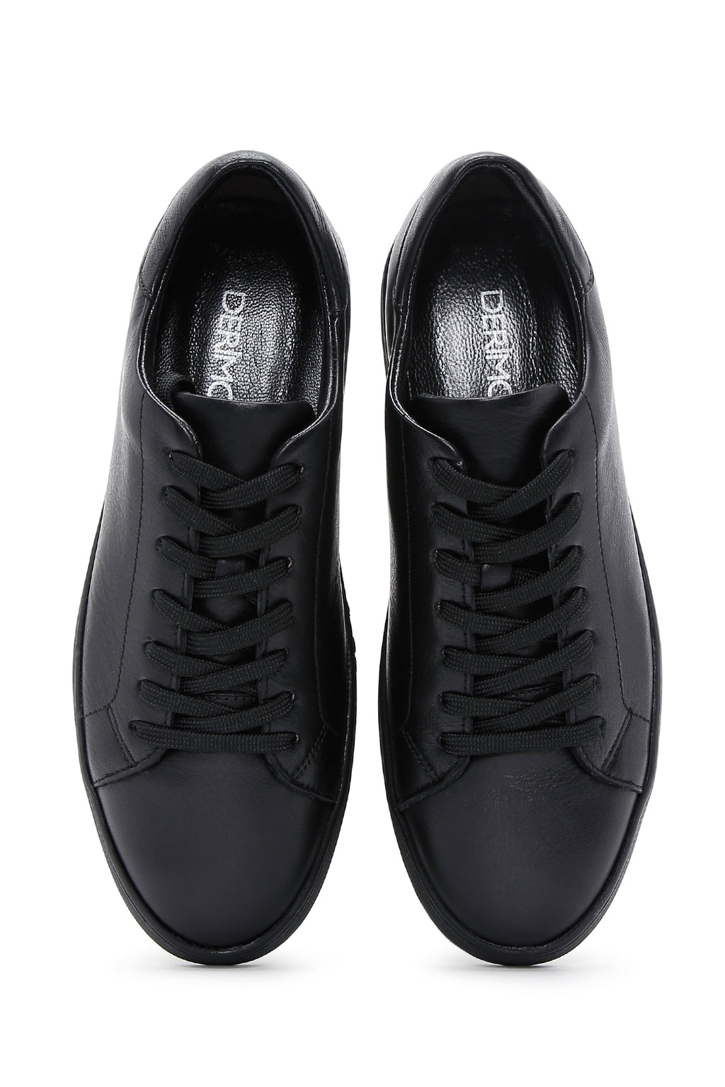 Erkek Siyah Bağcıklı Deri Sneaker