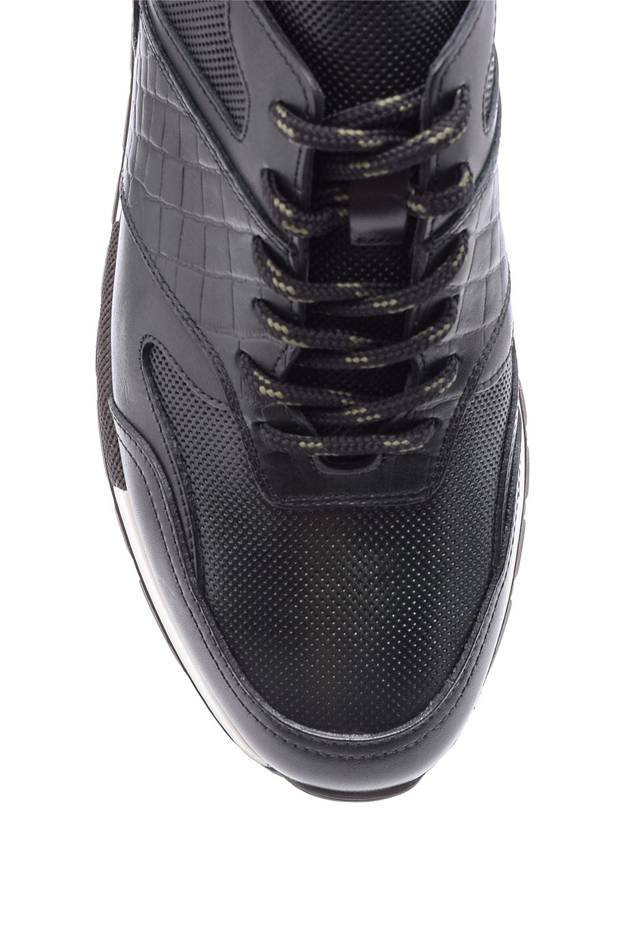 Erkek Kroko Detaylı Deri Sneaker