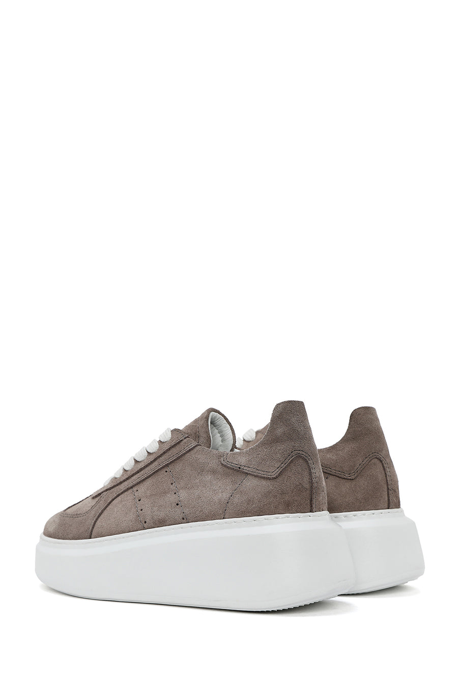 Kadın Vizon Bağcıklı Kalın Tabanlı Süet Deri Sneaker
