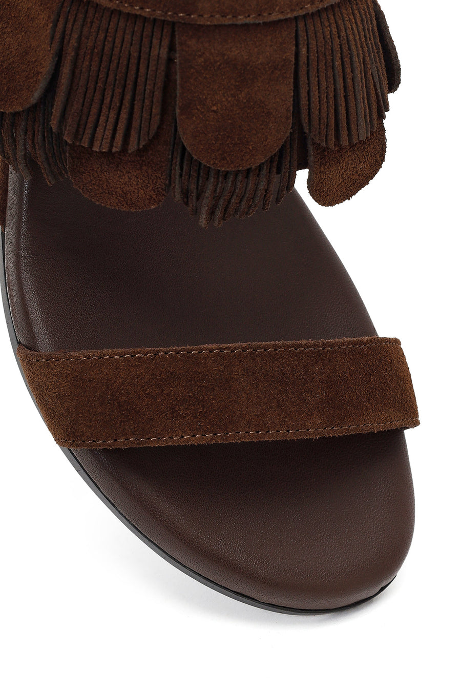 Women's Brown Platform Suede Leather Slippers