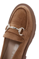 Women's Tan Suede Buckle Loafer | Derimod