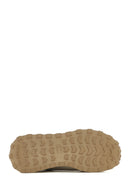 Women's Beige Lace-Up Side Zip Leather Sneakers | Derimod