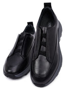 Men's Black Thick Sole Leather Casual Sneakers | Derimod