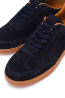 Erkek Lacivert Bağcıklı Süet Deri Sneaker | Derimod
