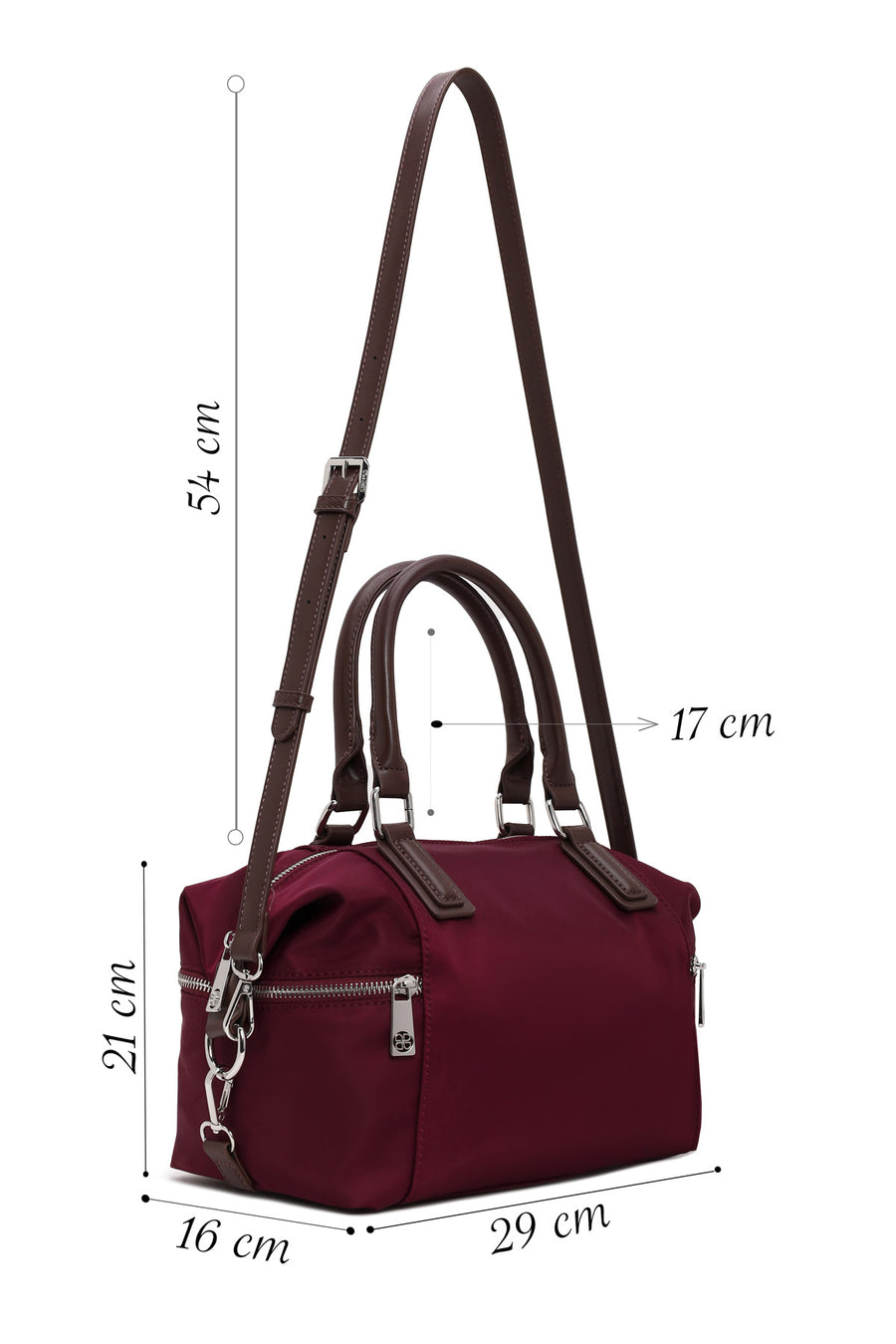 Woman Burgundy Long-Strap Fabric Shoulder Bag
