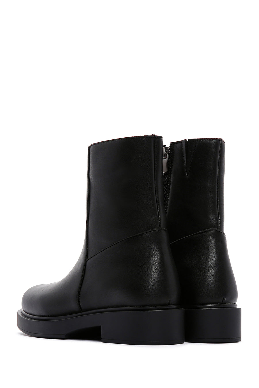 Women's Black Zippered Casual Boots