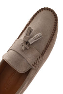 Men's Beige Tassel Suede Leather Loafer | Derimod