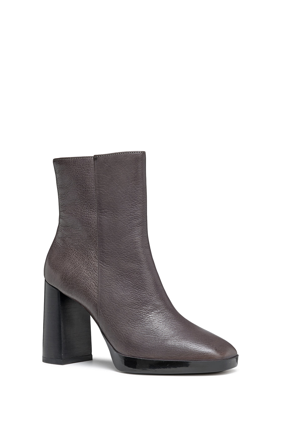 Geox Women's Grey Teulada Zippered Thick Heel Leather Boots