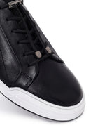 Erkek Siyah Bağcıklı Deri Sneaker | Derimod
