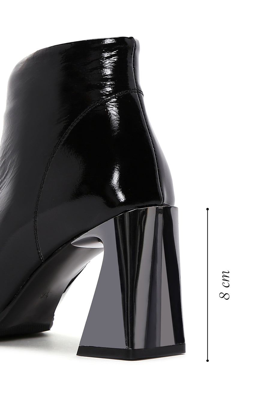 Women's Black Patent Leather Heeled Boots
