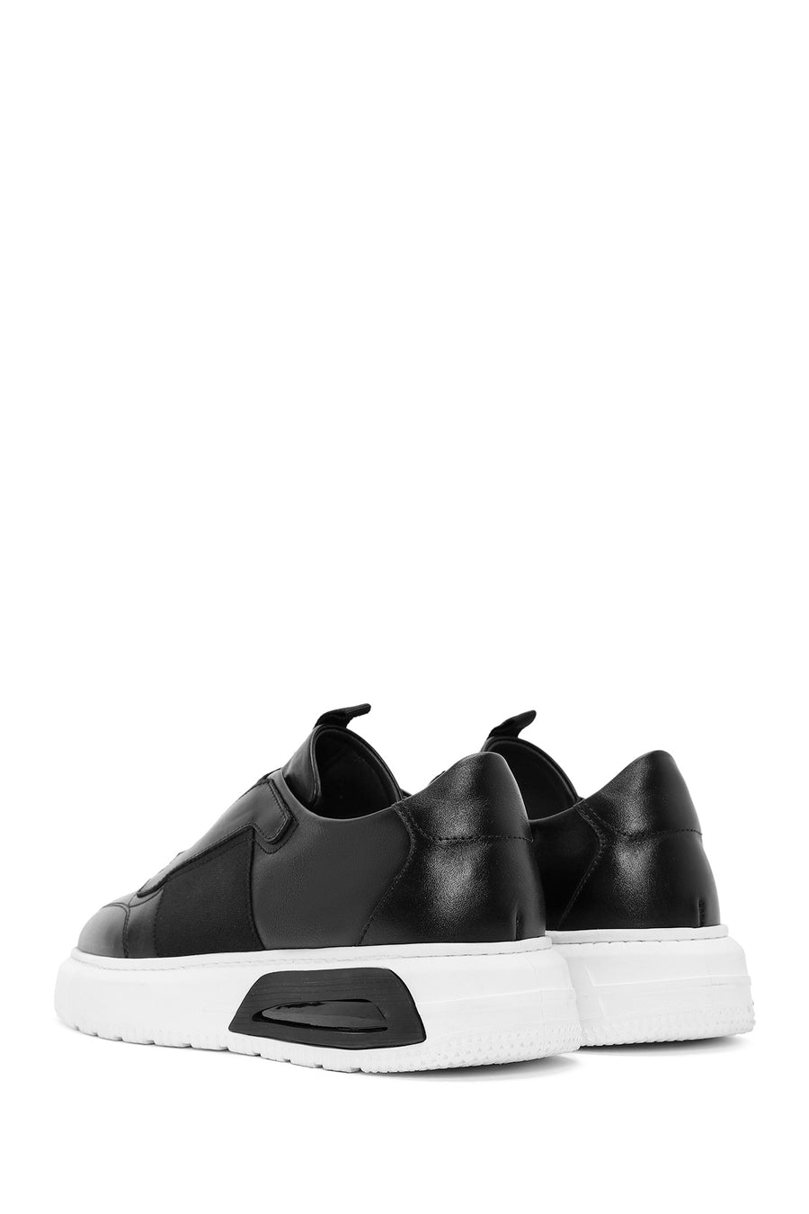 Erkek Siyah Bağcıklı Deri Sneaker