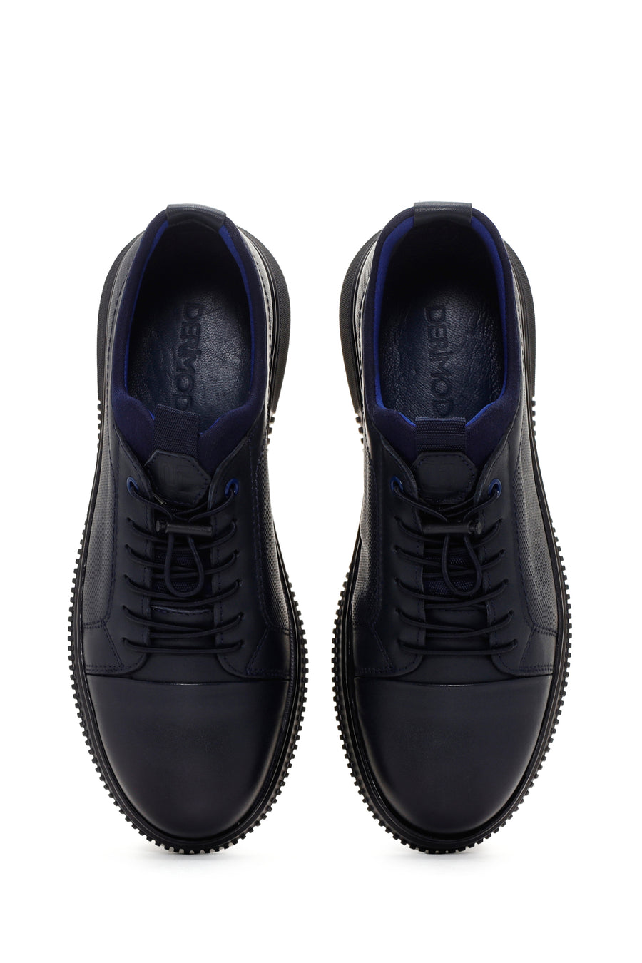 Erkek Lacivert Deri Sneaker