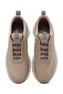 Erkek Vizon Bağcıklı Nubuk Deri Sneaker | Derimod