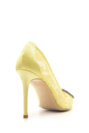 Women's Stone Detailed Lace Leather Stiletto | Derimod