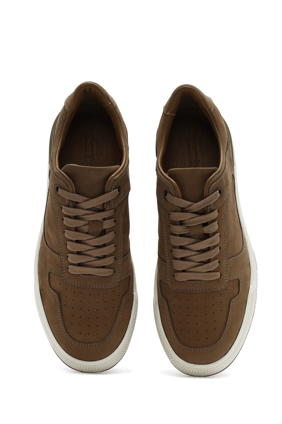 Erkek Bej Bağcıklı Nubuk Deri Sneaker
