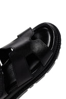 Women's Black Leather Comfort Sandals | Derimod