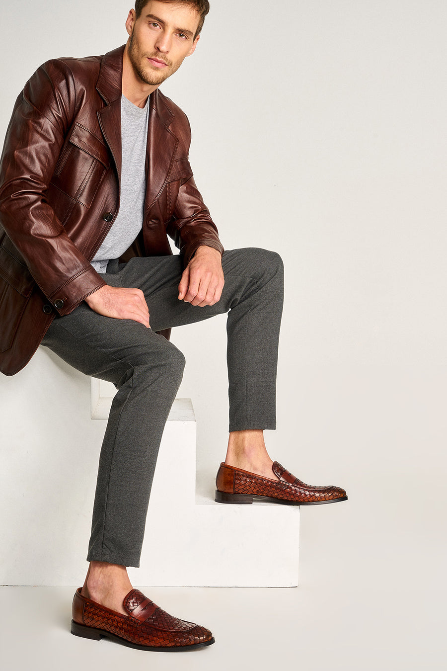 Braided Men's Leather Loafer