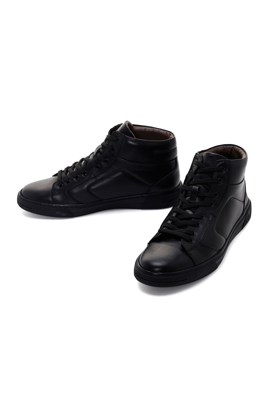 Erkek Siyah Deri Bilekli Sneaker