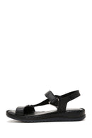 Women's Black Leather Comfort Sandals | Derimod
