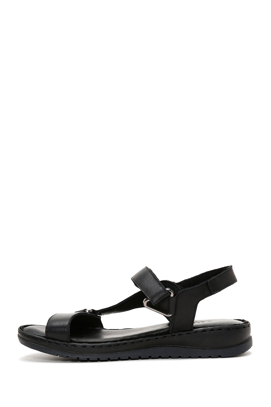 Women's Black Leather Comfort Sandals