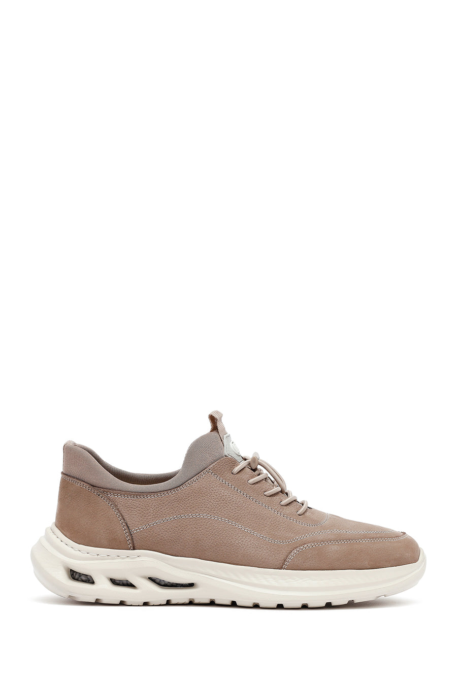 Erkek Vizon Bağcıklı Nubuk Deri Sneaker 25SFD6760V3 | Derimod