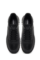 Erkek Siyah Bağcıklı Kalın Tabanlı Deri Casual Sneaker | Derimod