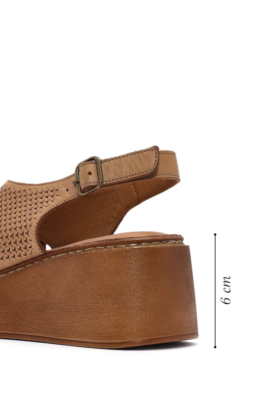 Women's Tan Ankle Strap Printed Wedge Heel Leather Comfort Sandals