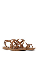 Woman Bronze Ankle Buckle Jeweled Sandal | Derimod