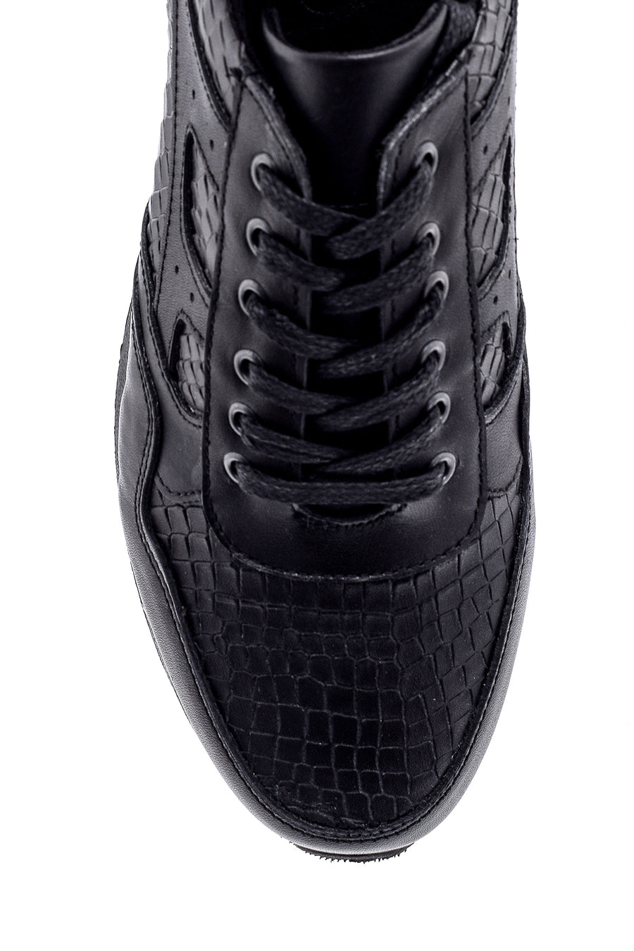 Erkek Kroko Detaylı Deri Sneaker